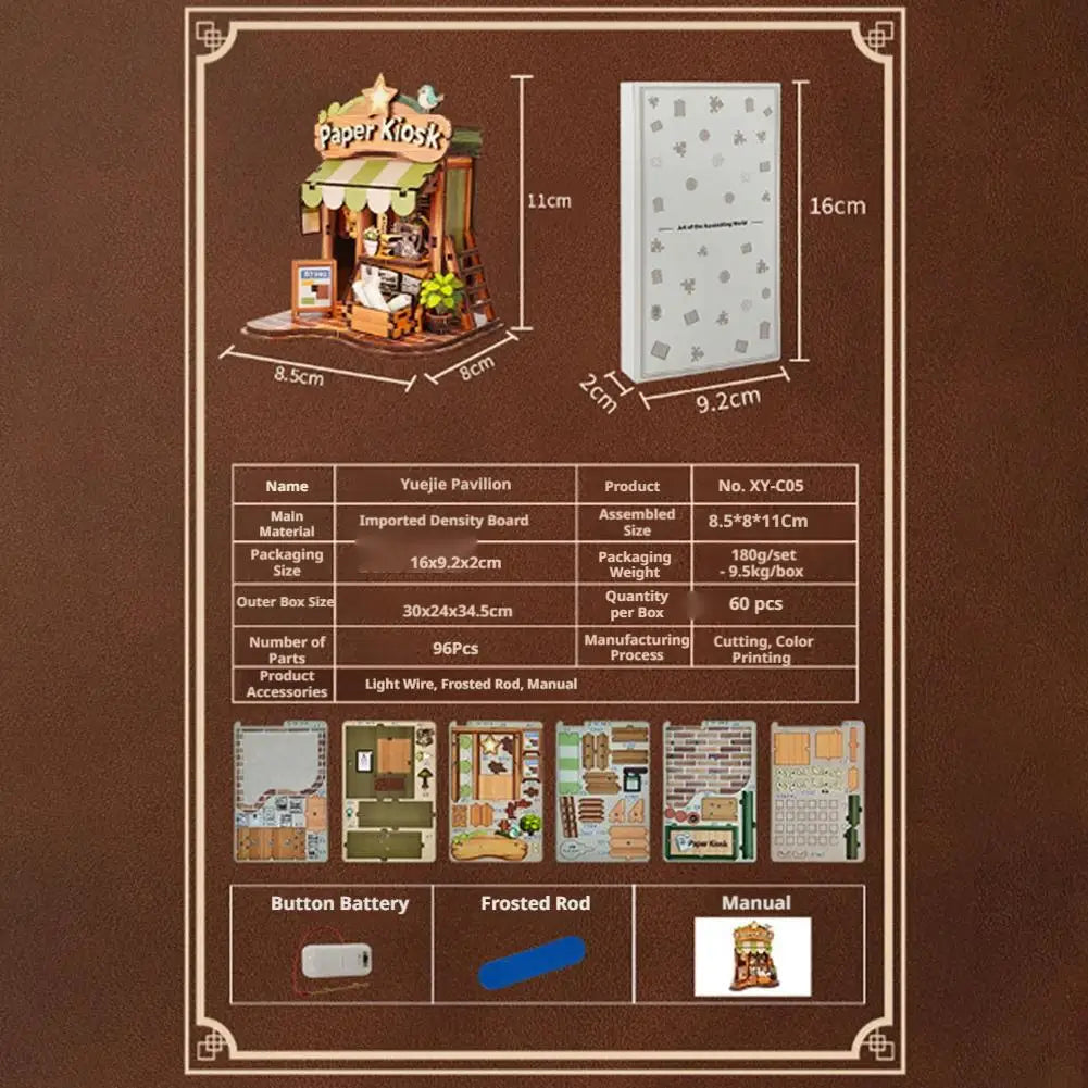 Creative Bookstore Desktop Decoration DIY Book Home Wooden Building 3D Hand-assembled Building Model Highquality Furnishing Gift