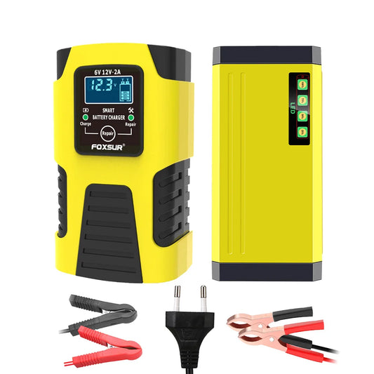 6V 12V 2A Car Battery Charger EU Plug Tester Automatic Smart Digital LCD Display Power Pulse Repair Tools Motorcycle Accessories