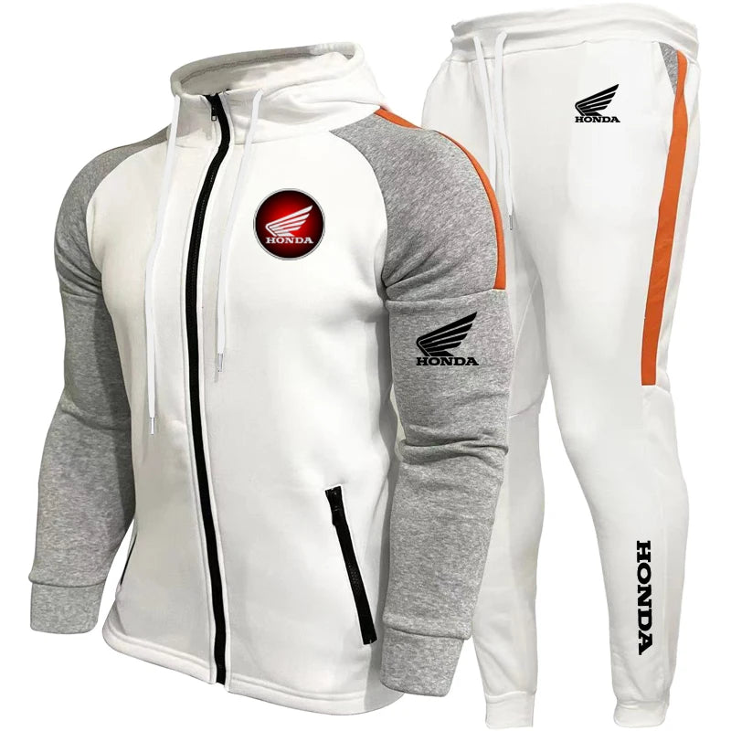 Men's sportswear set - Honda sport jacket + sport pants - 2-piece set. Sport hoodie set. Hooded coat. Outdoor jogging racing sui