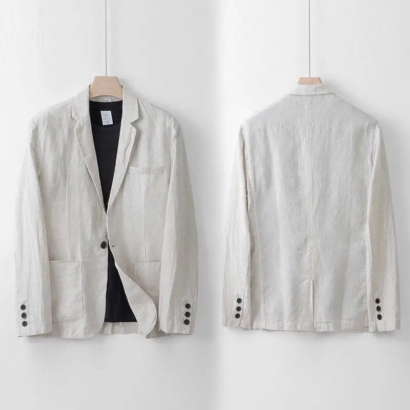 2026Summer Linen Suit Sets Men's Blazers Pants Suit Loose Casual High Street Sunscreen Jackets Long Trousers Set Male Clothes