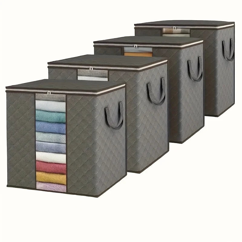 4 Extra Large 26.42-Gallon Bedding and Pillow Storage Bags with Breathable Foldable Fabric, Reinforced Handles
