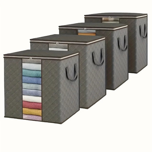 4 Extra Large 26.42-Gallon Bedding and Pillow Storage Bags with Breathable Foldable Fabric, Reinforced Handles