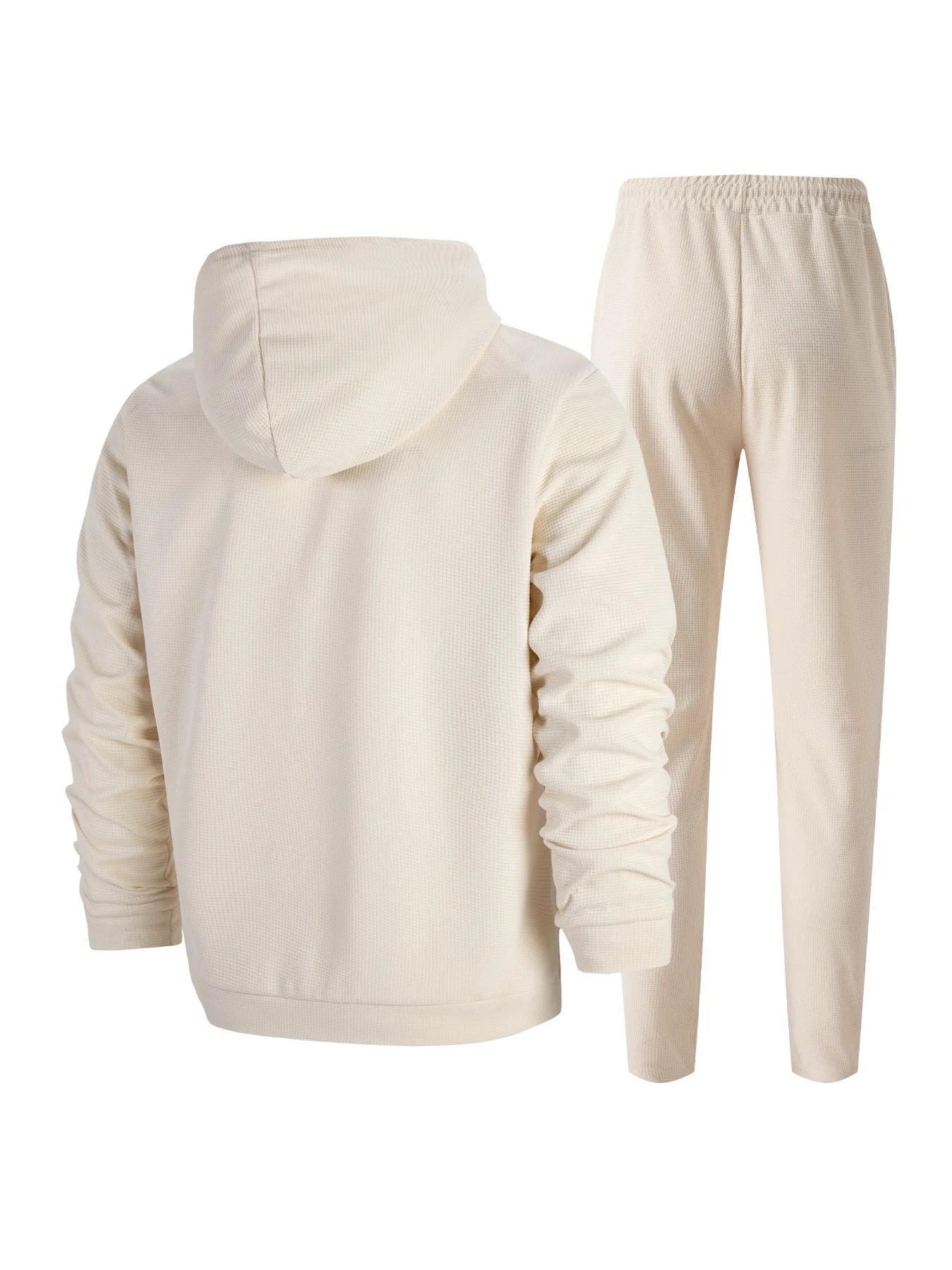 Teen Boys 2-Piece Set Waffle Knit Half-Zip Hoodie And Drawstring Pants Casual Comfortable Clothing