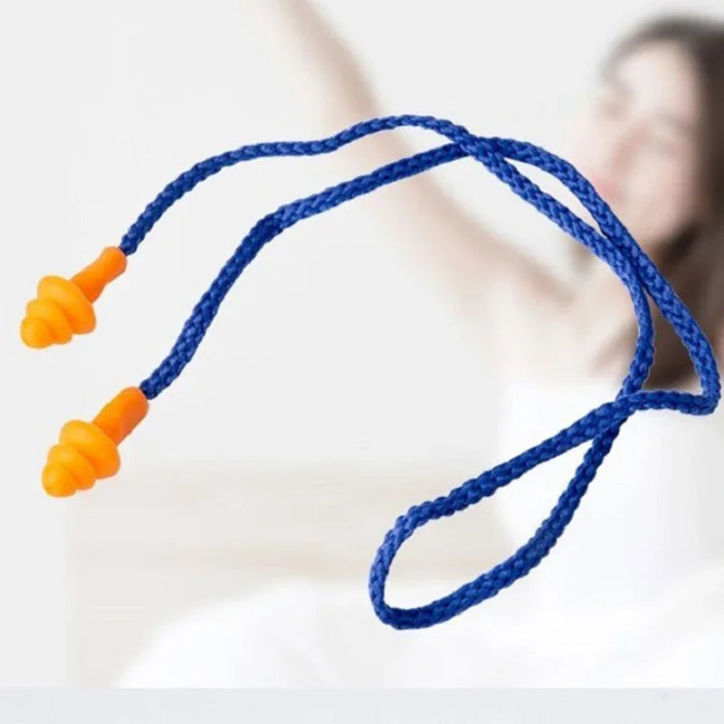 1/5/10Pairs Noise Cancelling Ear Plugs Silicone Corded Ear Plugs Ears Protector Reusable Anti-Noise Earplugs Headwear Earmuff