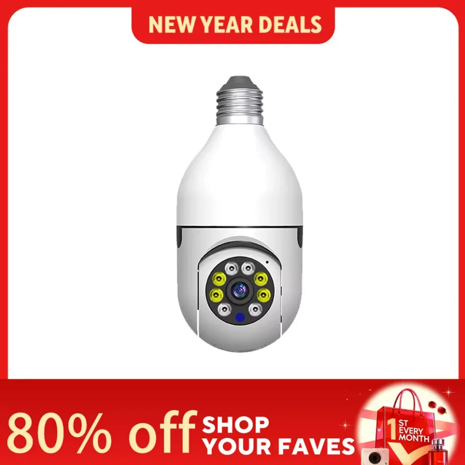 CCTV Security Camera with Dual Lens, PTZ Camera, Night Vision, Human Detection, Wi-Fi, Smart Home, 6MP Bulb, 2.4Ghz