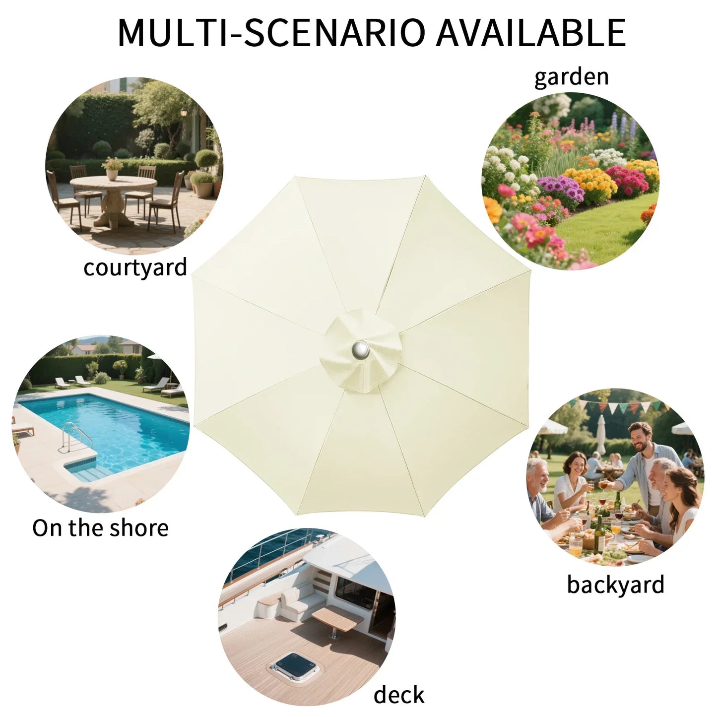 Parasol Replacement Cover 6 Ribs/8 Ribs Market Patio Umbrella Cloth Canopy Cover Waterproof Sunshade For Outdoor Garden