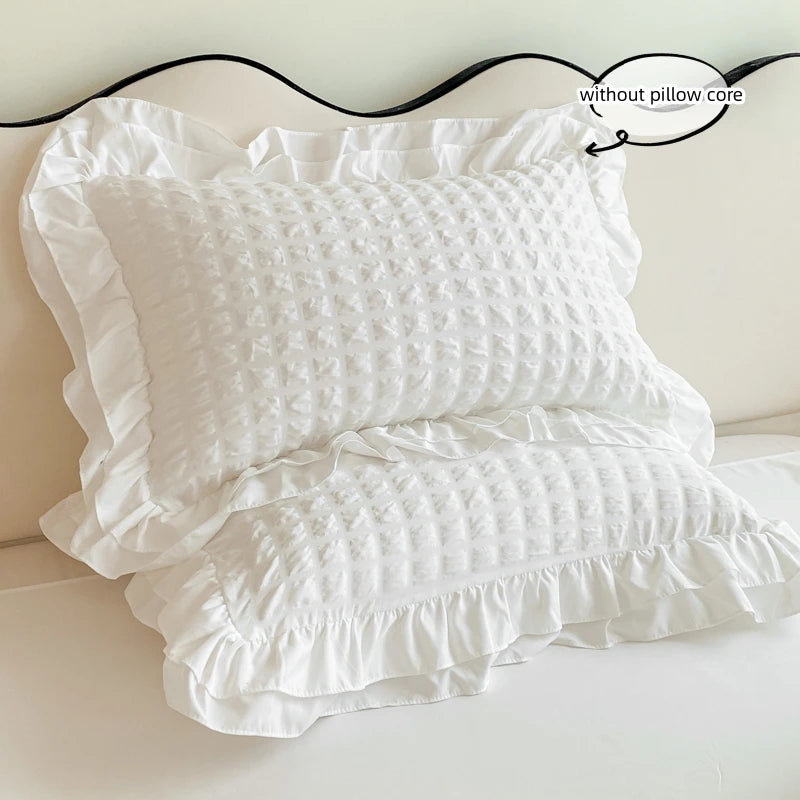 3pcs Korean lace Bedding set seersucker Duvet Cover Set (1*Duvet Cover + 2*Pillowcase, Without Core)for bedroom guest room