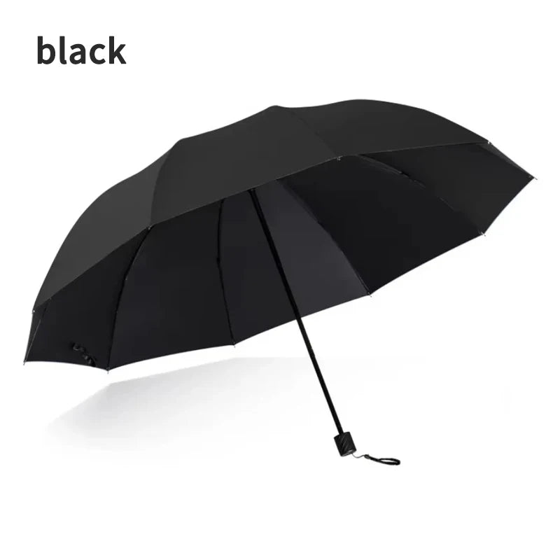 Extra Large 12-Rib Reinforced Umbrella Windproof UV Protection Heavy Rain Compact Fold Design 130cm for Sun And Rain