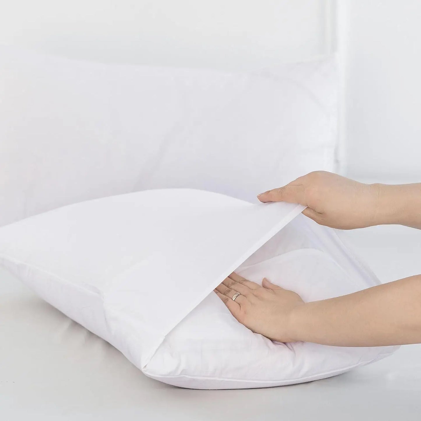 Bedding Standard Pillowcases Pack of 1 100% Washed Cotton Linen Like Textured Breathable Durable Soft Solid White No inserts
