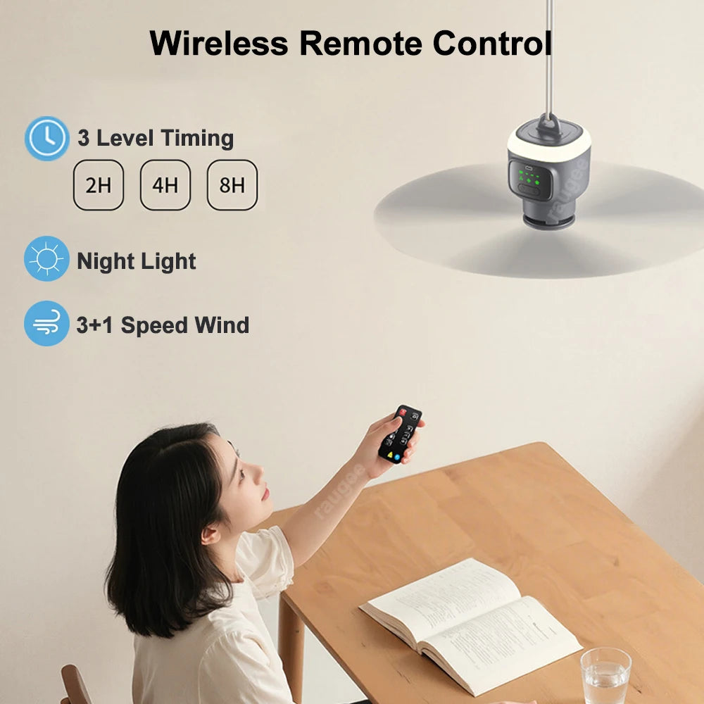 12000mAh Ceiling Fans Portable Outdoor Camping Fan With Remote Control LED Light USB Electric Tent Air Circulator Fan