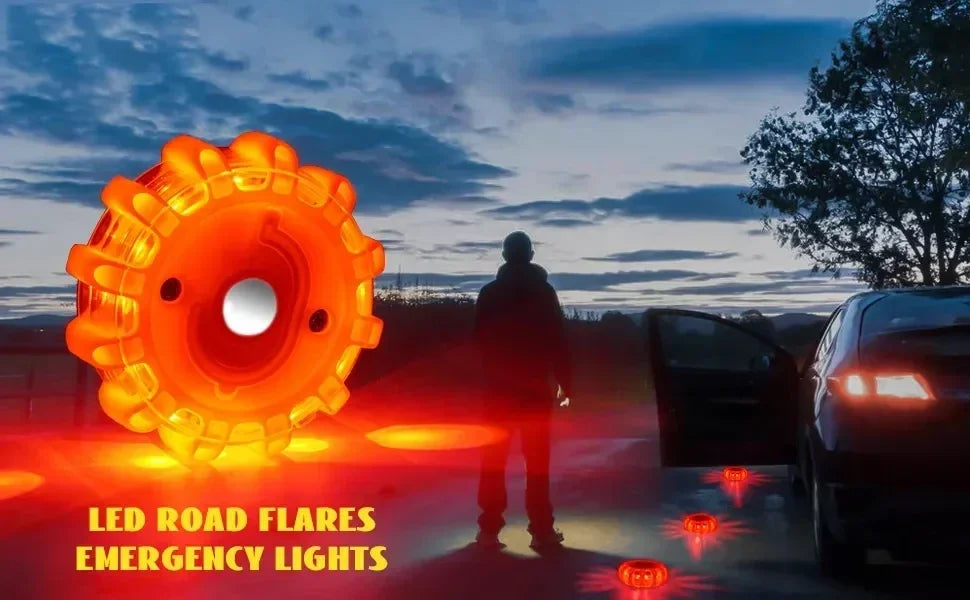 USB Rechargeable Warning Light LED Road Flares Emergency Lights Roadside Safety Beacon Disc Flashing Magnetic Beacon