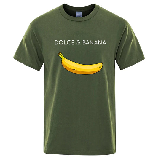 Summer Men T-shirt High Quality Cotton Blend Funny Banana Printing Loose O-neck Men Short Sleeve Casual For Male T-shirt Top Tee
