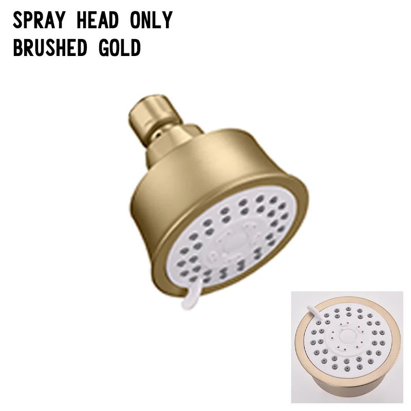 High Quality Brushed Gold Wall Mounted Bathroom Shower Mixer Brass Faucet Hot Cold Water Mixer Tap ABS Head Rainfall Shower Set