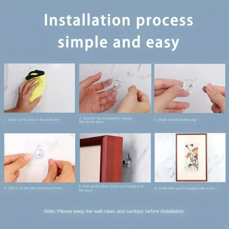Strong Adhesive Wall Hook Without Piercing Picture Hanger Self-adhesive Wall Hangers Without Holes for Frame Poster Photo Clock