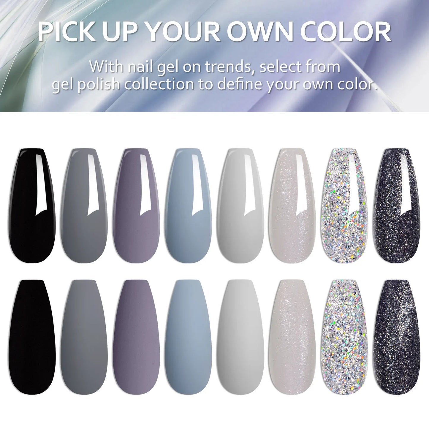 8PCS/Set Colorful Gorgeous Gel Nail Polish Kit Autumn Series Sparkling Shinning Manicure Soak Off Black White Nails Art Varnish