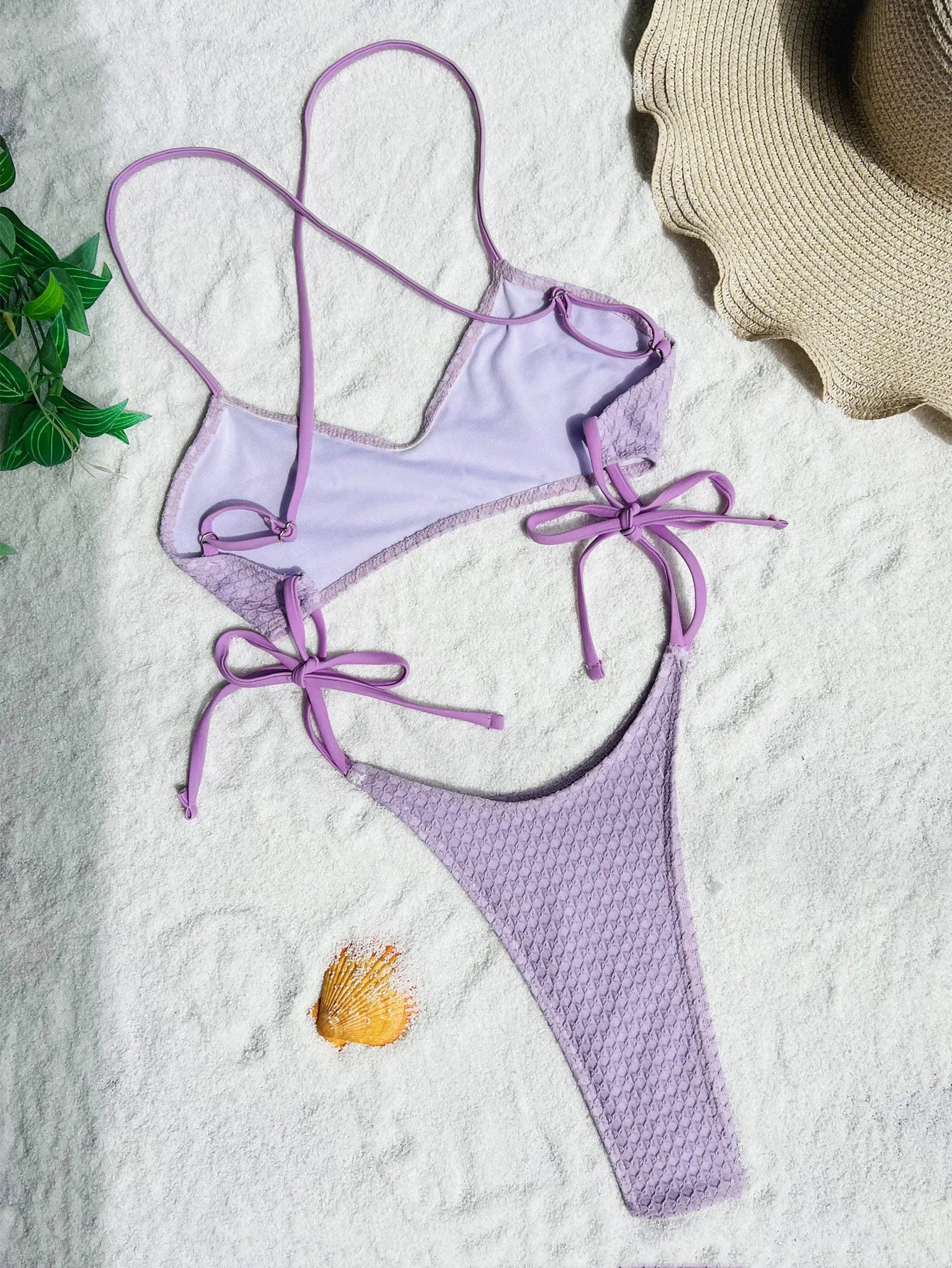 Sexy hollow tie swimsuit One Piece bikinis Swimwear halter high waist backless lace up bathing suit beach outfits bodysuits