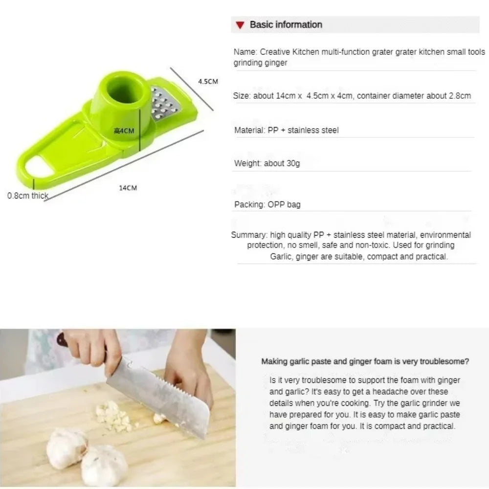 Garlic Peeler Ginger Garlic Press Grinding Grater Planer Slicer Garlic Crusher Chopper Cooking Tool For Kitchen Grater Grinder