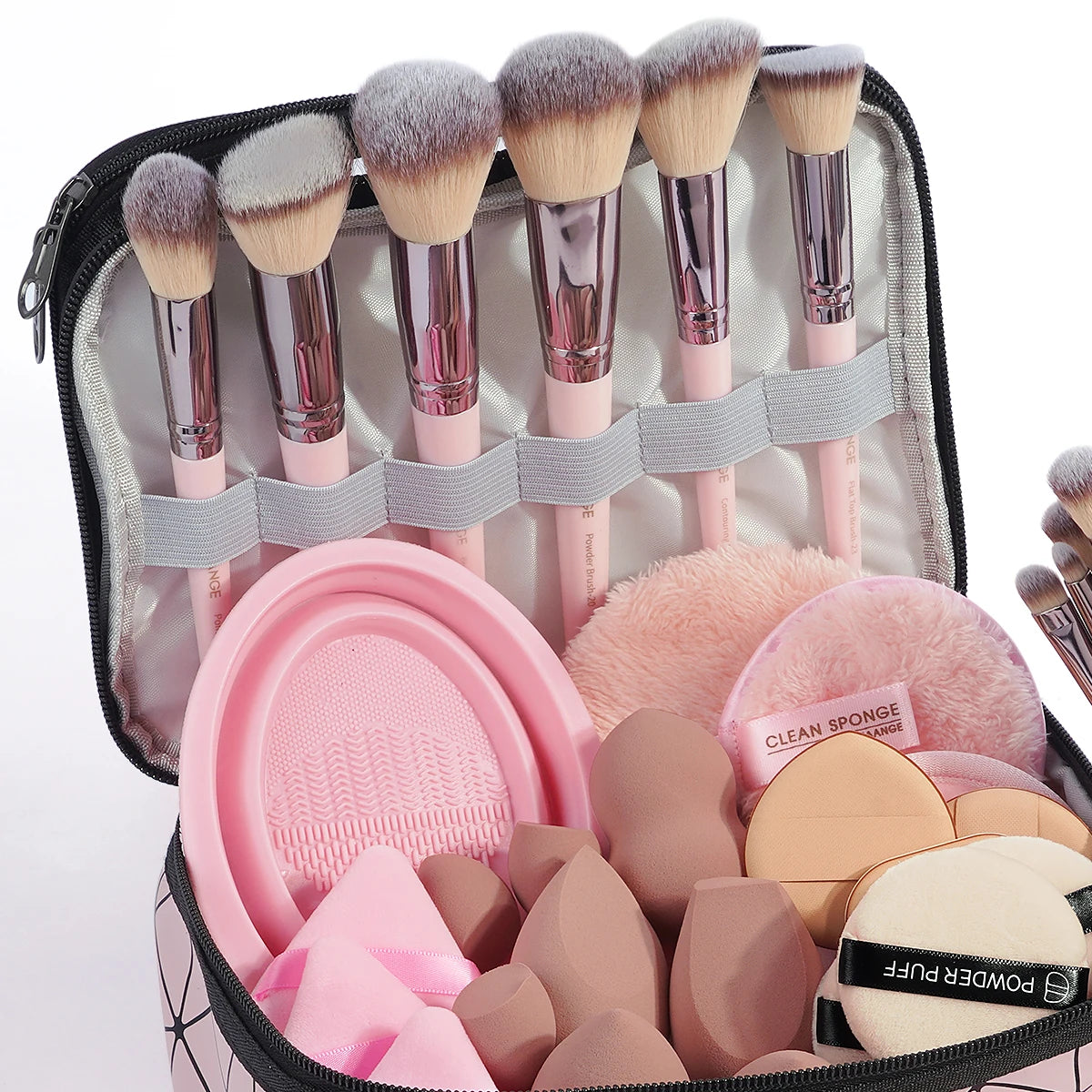 MAANGE 54PCS Professional Makeup Tools Kit with Bag 30PCS Makeup Brush Set Makeup Sponge Removal Puff Makeup Storage Bag Travel
