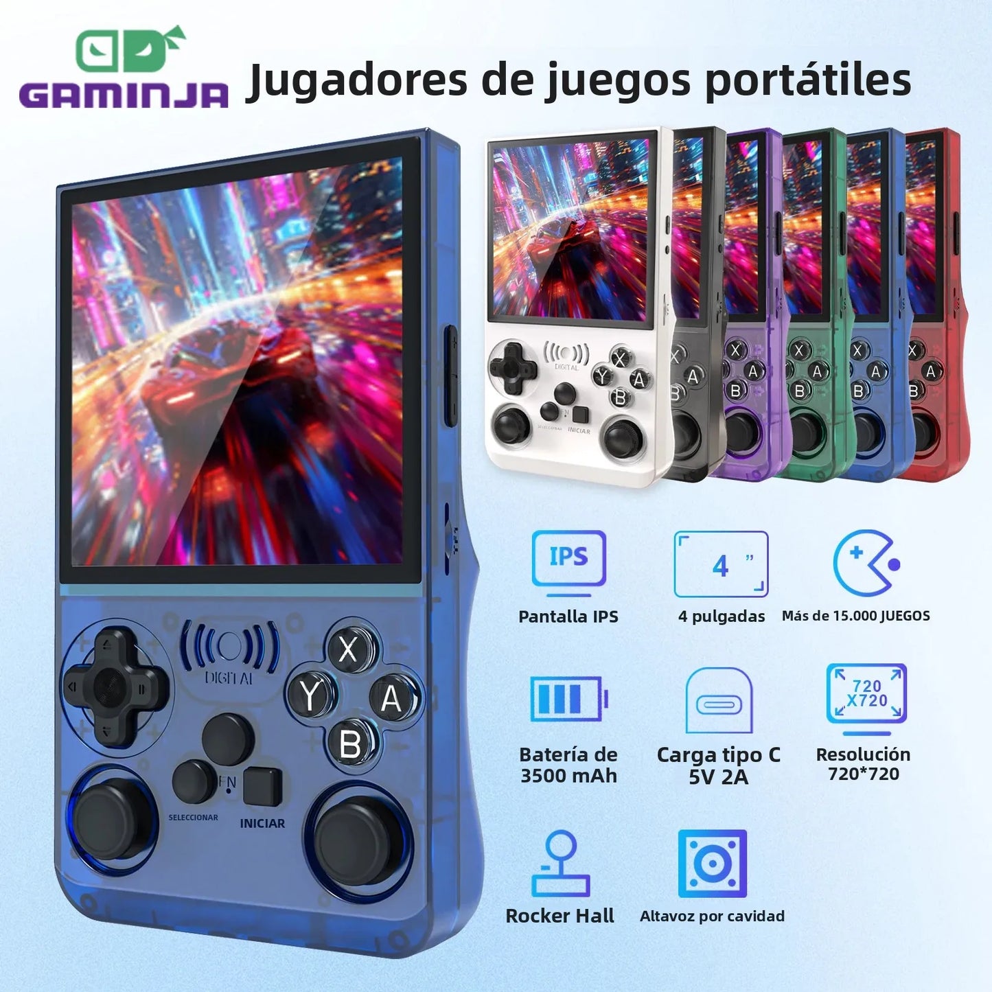GAMINJA ANS13 Retro Handheld Video Game Console 15000+ Games Built-in Linux 4.0 Inch IPS Screen Portable Pocket Gaming Console
