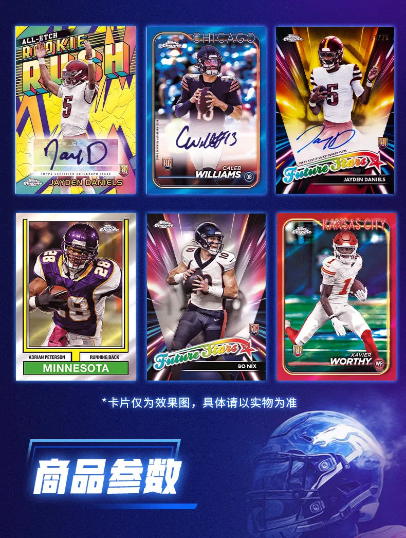 2024 Topps Chrome Football NFL Card Mystery Value Box Genuine Trading Cards Game Toys Holiday Birthday Gifts for Boys Girls