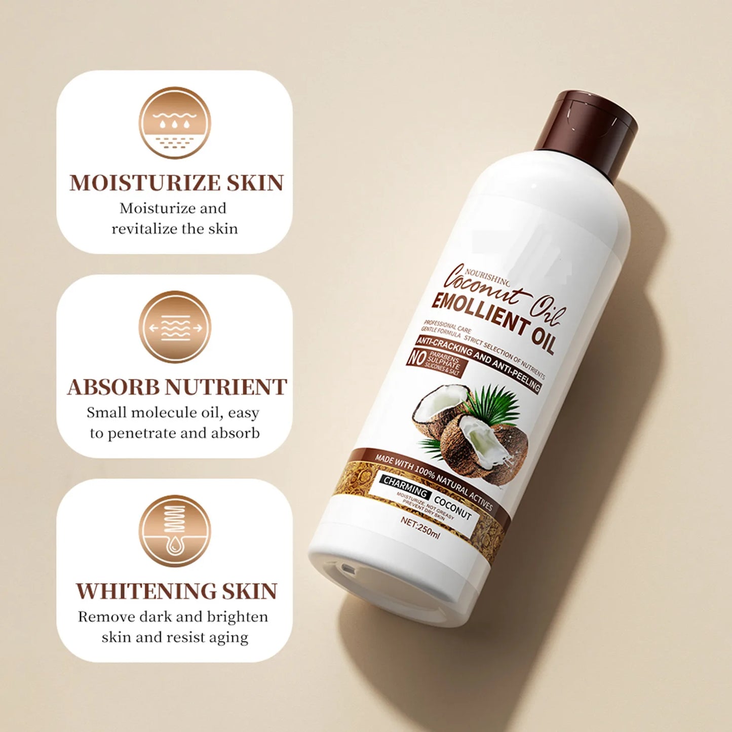 Natural Nourishing Body Oil Deep Moisturizing Brightening Hair Refreshing Body Face Smooth Firming Body Beauty Care 250ml