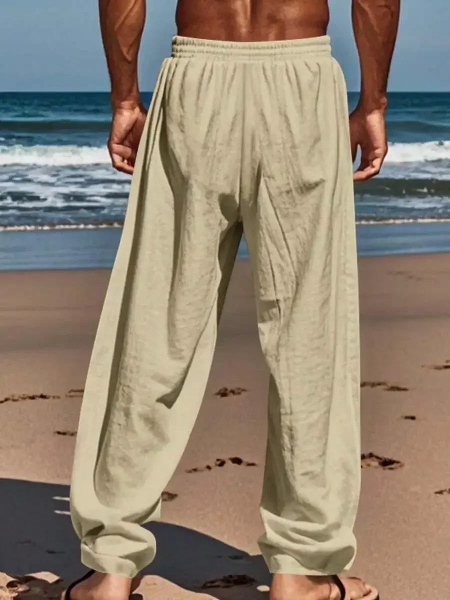 Men's Linen Wide Leg Casual Pants Are Loose Fitting, Breathable And Comfortable, Suitable For All Seasons And Versatile