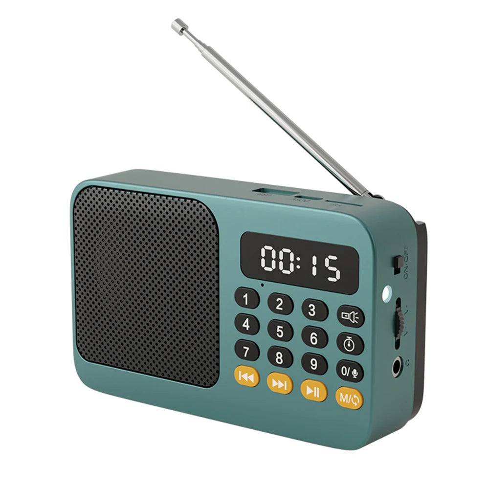Bluetooth 5.0 Portable FM Radio Small Emergency Recargable Sound Box Mini Vintage Speaker Mp3 Player Support TF Card USB Drive