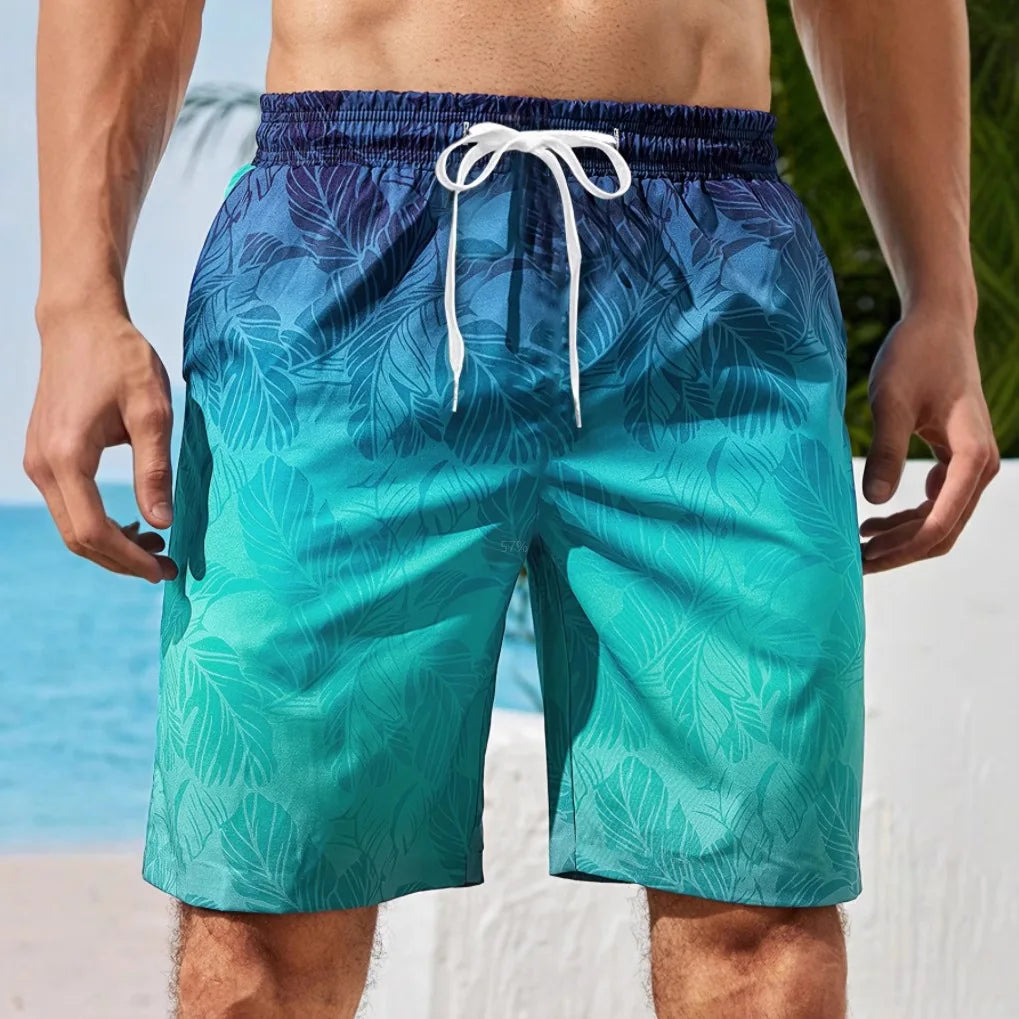 2024 Summer Hawaiian Beach Shorts Holiday Casual Colorful Plaid Print Sportswear Quick Drying Trunks Ice Shorts Hawaii Swimsuit