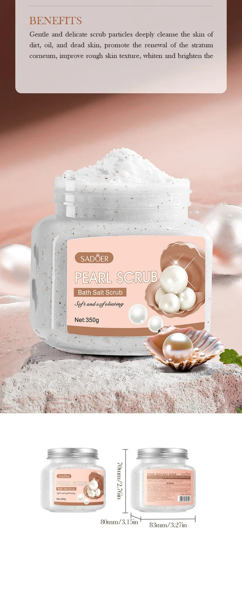 350g Body Bath Scrub, with Gentle and Fine Exfoliating Particles That Can Clean Dirt and Oil from the Skin, Improve Rough Skin Texture, Make the Skin Bright, and Give It a Silky, Smooth, and Radiant Feel - Home Care