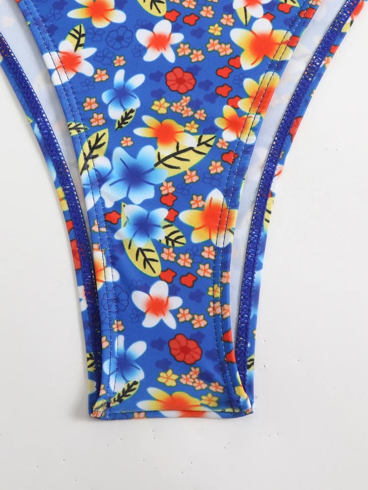 Bikini Women Swimsuit 2026 New Print Halter Bikinis Set Sexy Thong Swimwear Summer Two Piece Backless Beach Bathing Suit Female