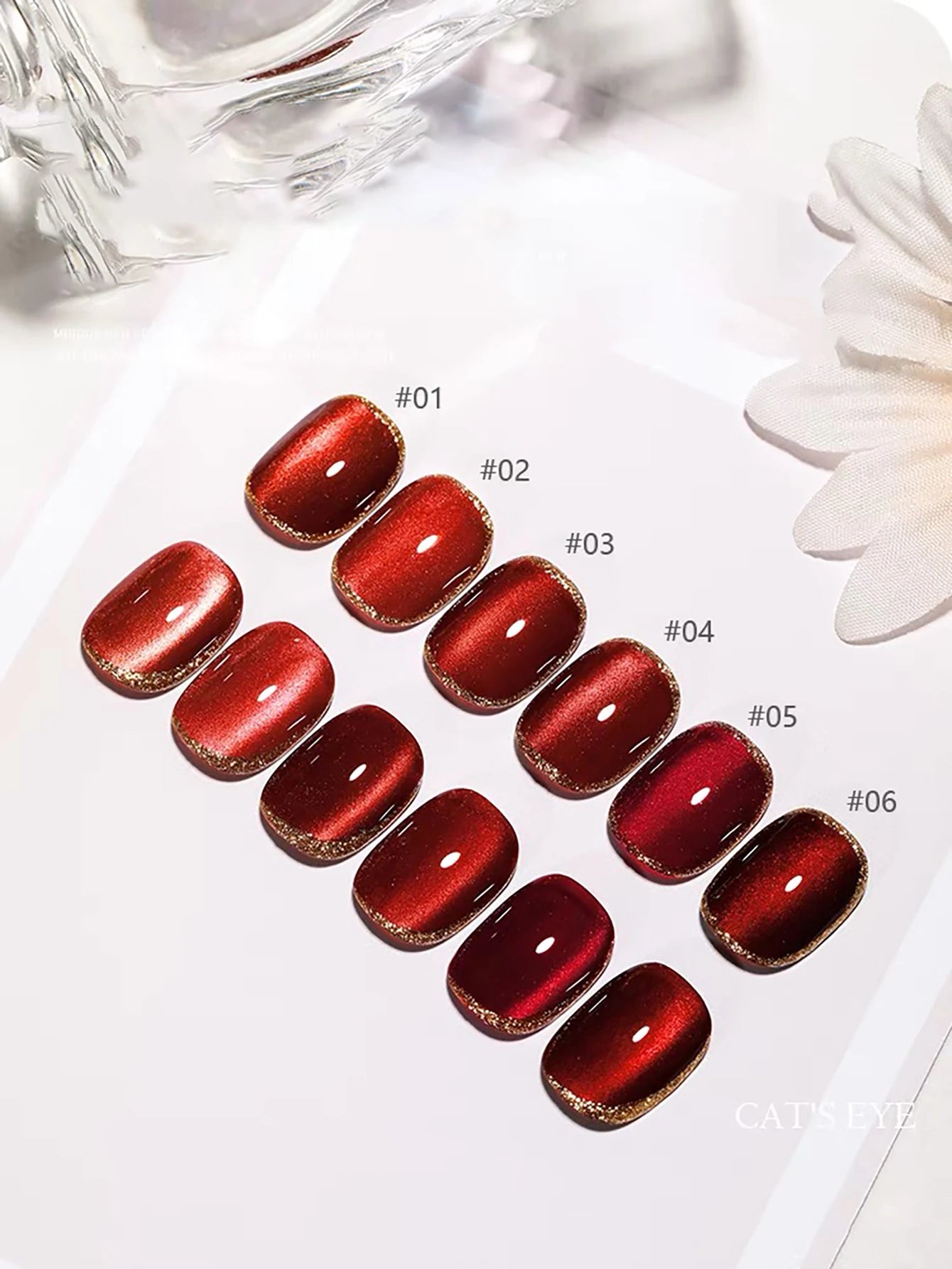 MIANEL 12ML Red Ocean Cat Eye Gel Nail Polish 2026 Top Selling Red Color Flash Glass Beads Cat Magnetic Gel Red Nails 1-9pcs
