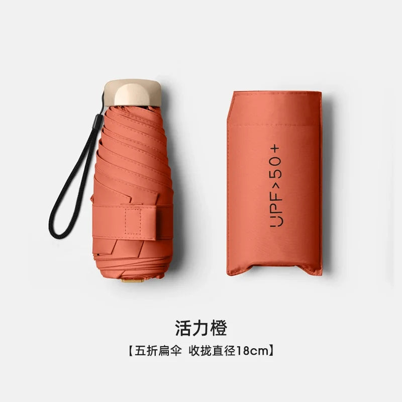 Low Price Promotion Mini Sun Umbrella Pocket Rain Umbrella Vinyl Folding UV Ultraviolet Protection Sun Shade Pocket Parasol