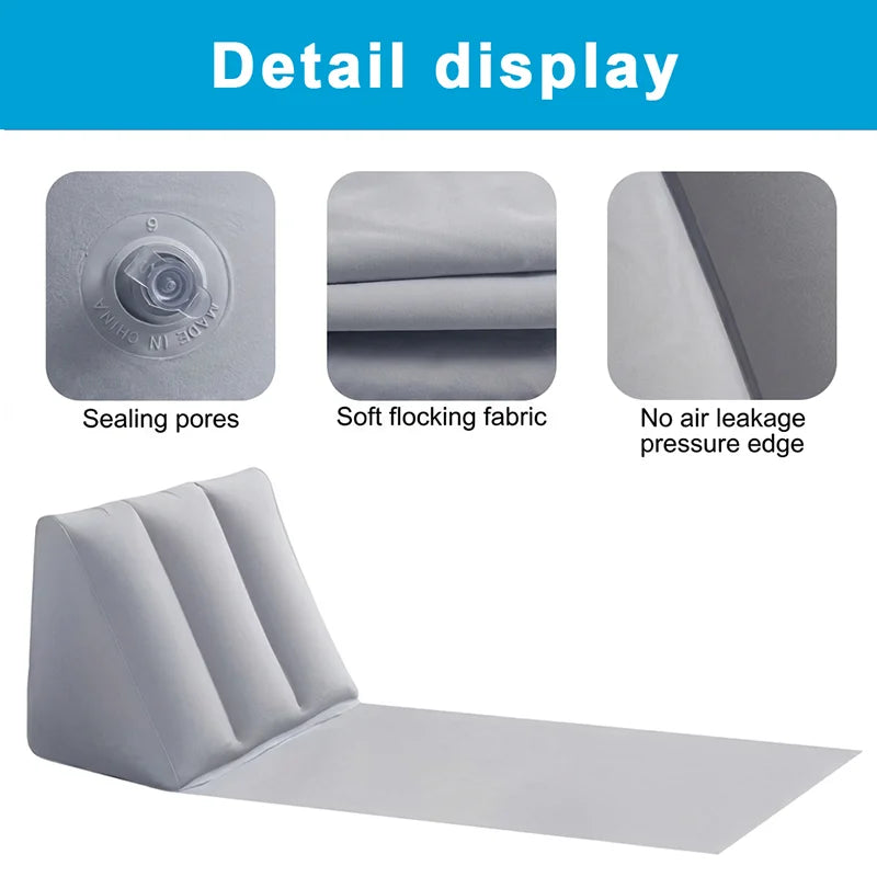 Inflatable Soft Beach Pillow Wedge Mat PVC Foldable Flocking Travel Portable Back Support Triangle Cushion Leisure Lounger