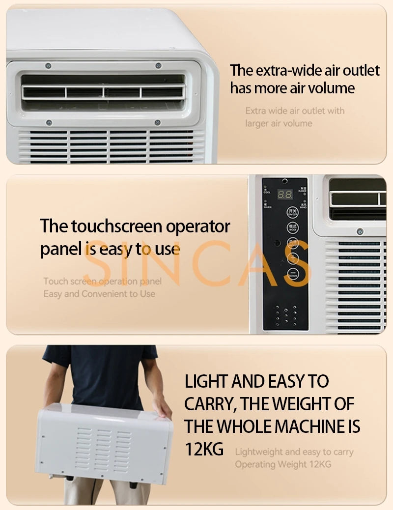 Portable Air Conditioner Heating and Cooling Doal Mode Compatible Energy Saving Mobile Air-Con with Remote Control for Outdoors