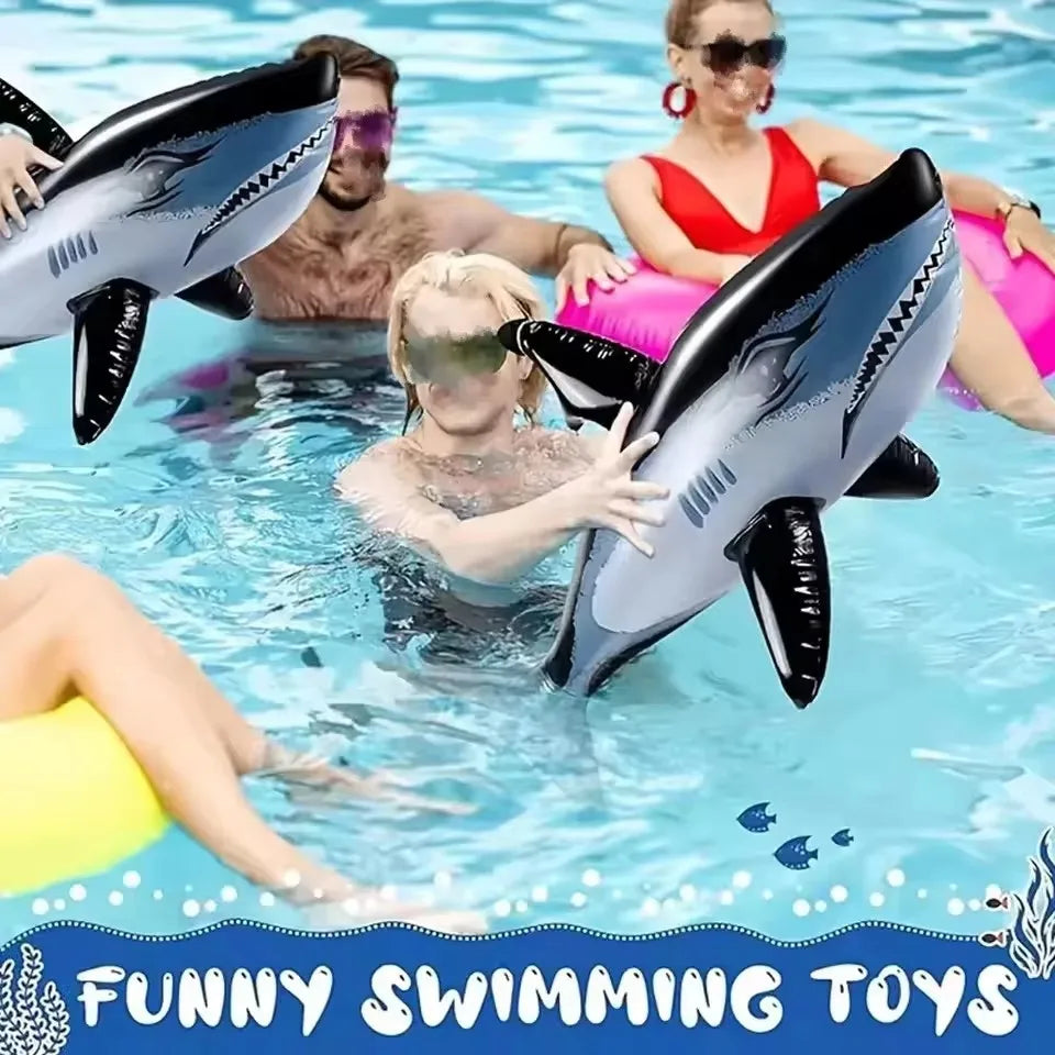 PVC Inflatable Shark Beach Toy - Shark Themed Outdoor Party Water Play Game Toys for Kids Summer Fun Activities