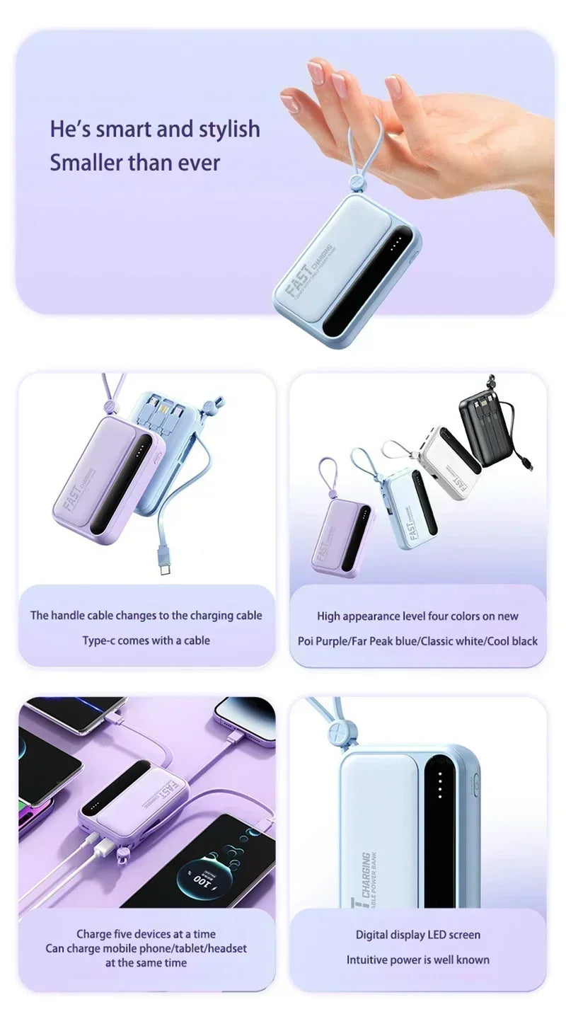 VIVO 500000mAh Power Bank Built in 4 Lines Large Capacity Super Fast Charging Portable External Battery for All Phones 2026 NEW