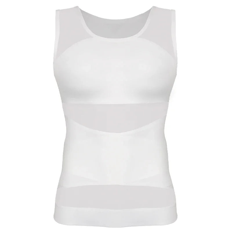 Mens Slimming Body Shaper Vest Gynecomastia Compression Shirts Tummy Control Sleeveless Undershirts Criss Cross Mesh Underwear