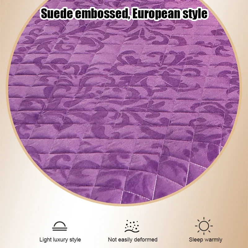 Plush Winter Warm Bedspread on The Bed Thickened Bed Skirt-style Embroidery Cotton Quilt Bedding Cover Pillowcases