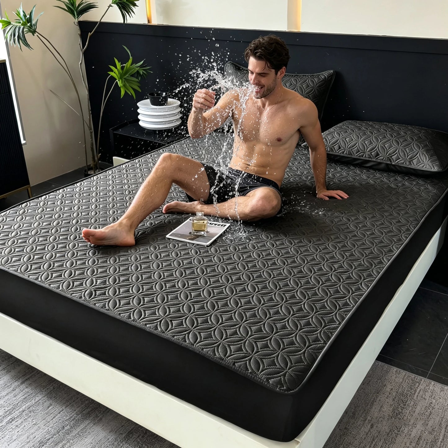 1 Piece of Luxurious, Ultra-Soft, Comfortable, Waterproof Fitted Sheet and Thickened Mattress Cover (Pillowcase Not Included), Solid Color Bedding Set, All-Inclusive Mattress Cover, Skin-Friendly, Breathable, Moisture-Wicking