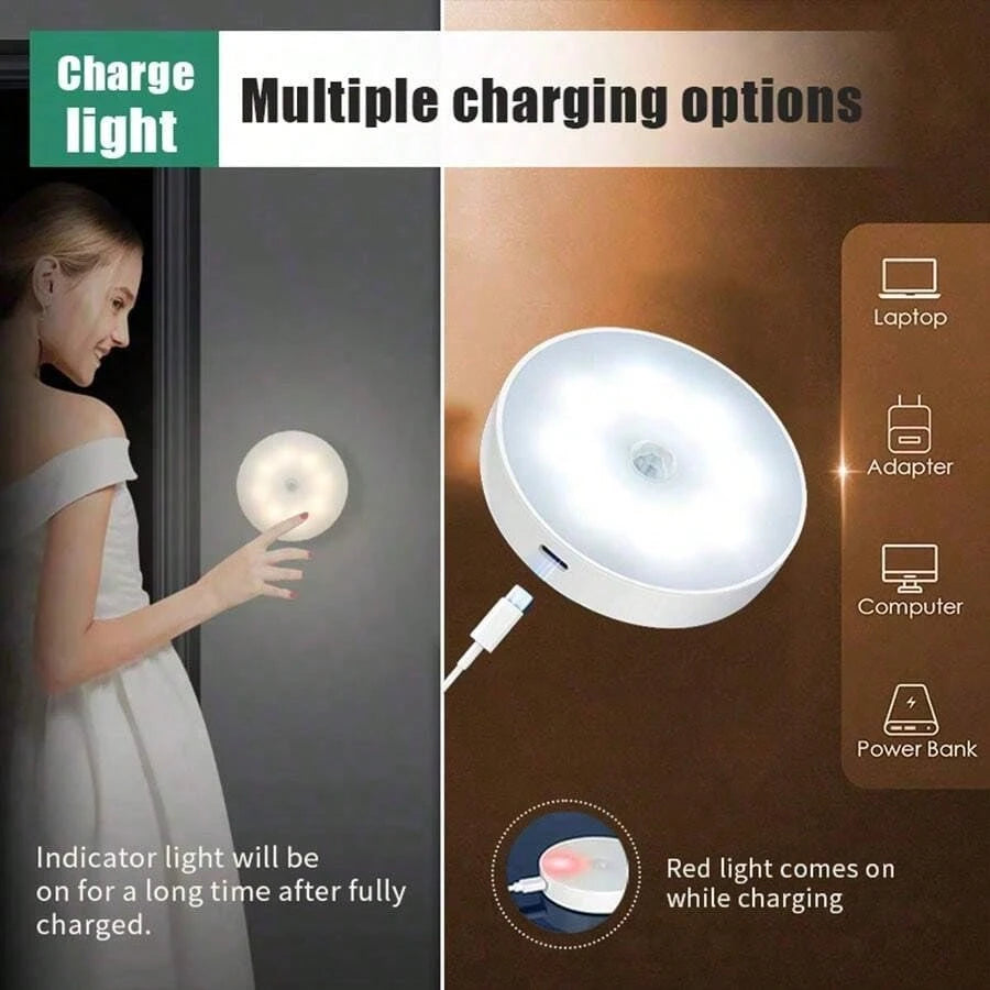 LED Night Light with Motion Sensor Cabinet Lamp Wireless Bedside Nightlight Battery Power For Bedroom Closet Stairs Lighting