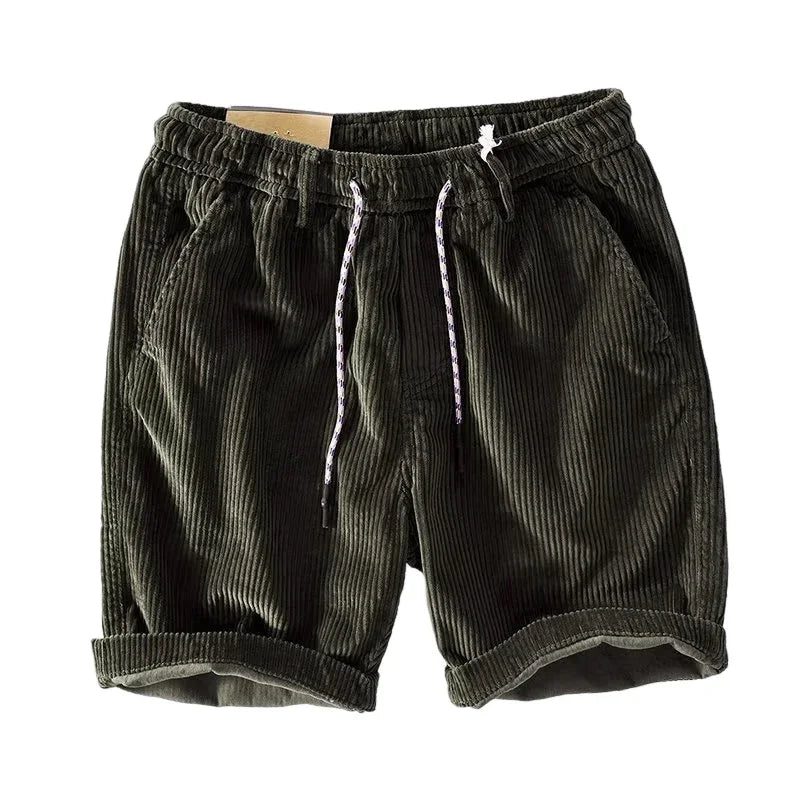 American Outdoor Beach Running Cargo Shorts Mens Summer Loose Casual Corduroy Waist Drawstring Shorts Basketball Sports Shorts