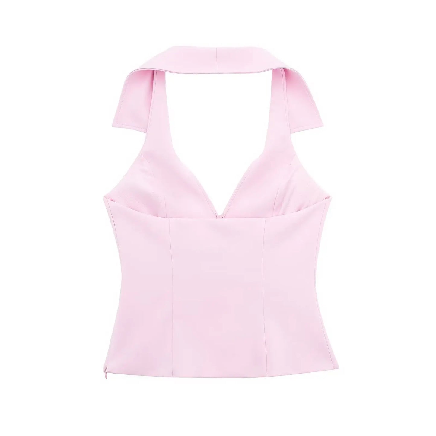 Women Summer 2 Piece Set High Waist Back Pocket Mini Skirts Shorts Sexy V-Neck Sleeveless Backless Suspender Zipper Top