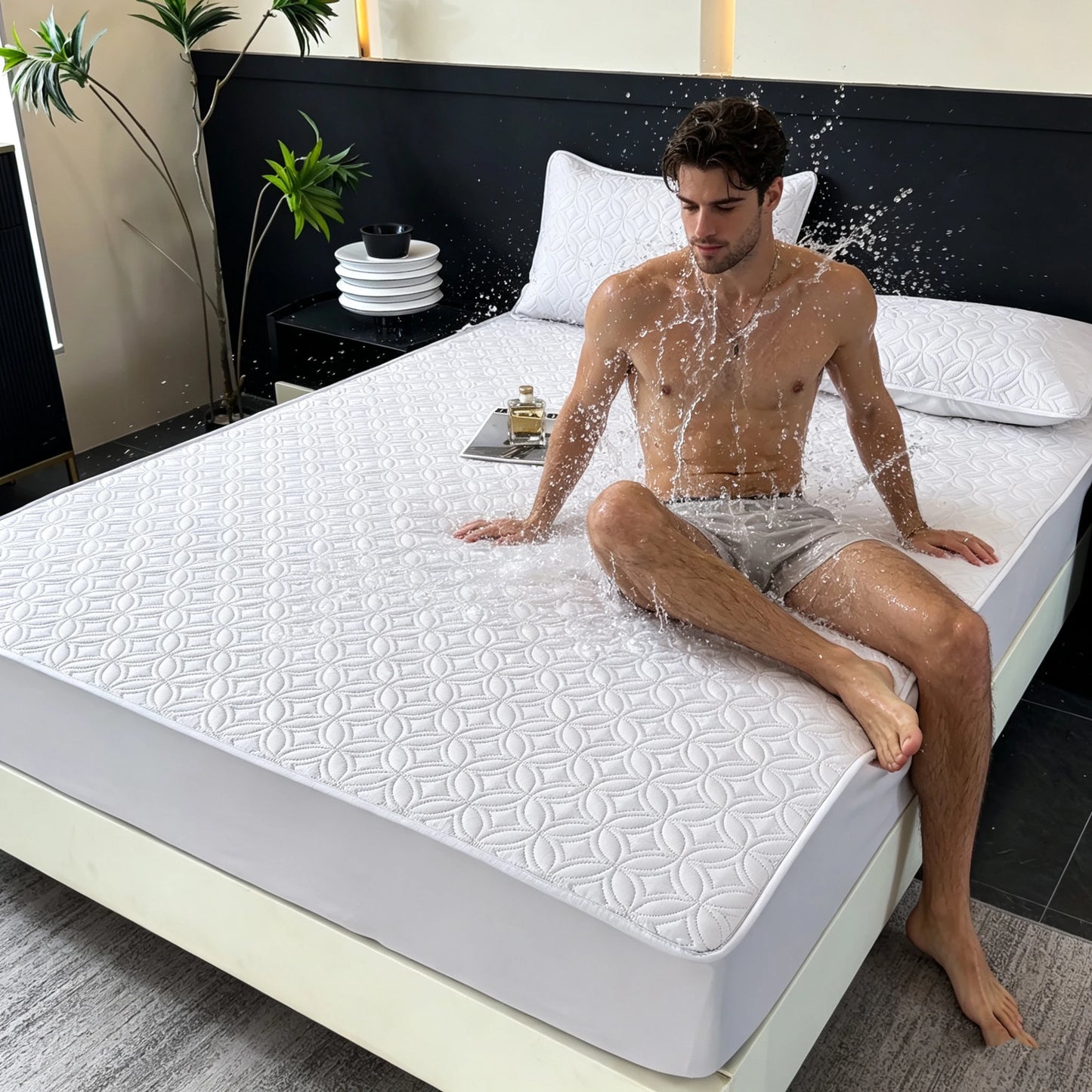 1 Piece of Luxurious, Ultra-Soft, Comfortable, Waterproof Fitted Sheet and Thickened Mattress Cover (Pillowcase Not Included), Solid Color Bedding Set, All-Inclusive Mattress Cover, Skin-Friendly, Breathable, Moisture-Wicking