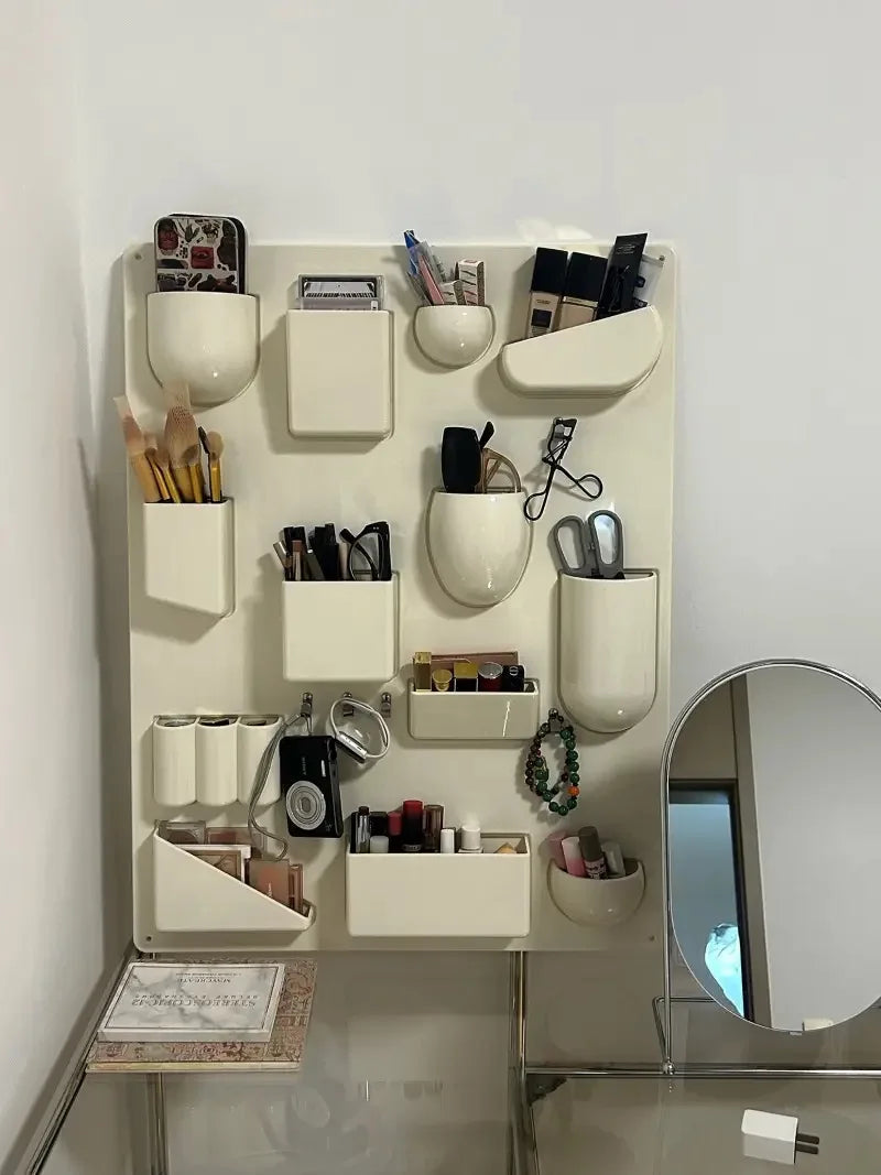 Wall-mounted Storage Rack with Hooks for Office, Kitchen and Workshop Children's Room Organizer with Adjustable Shelves