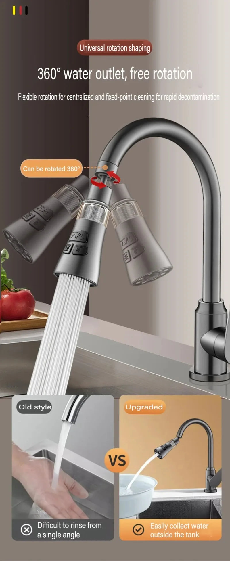360° Universal Kitchen Faucet Extender With Filter Function Aerator Splash Filter Washbasin Faucet Bubbler Nozzle Aerator