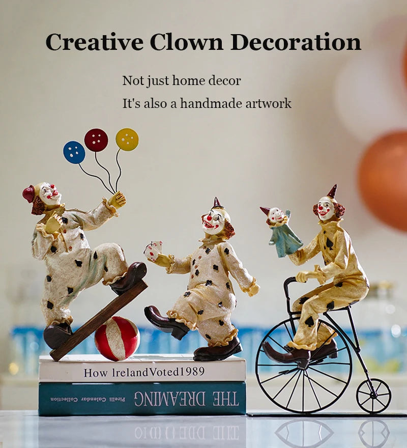 Decorative Sculptures For Home Modern Resin Statues And Figurines Living Room Decoration Desktop Table Circus Clown Ornaments
