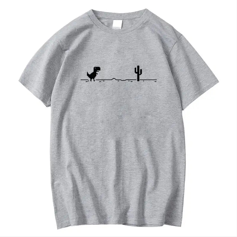 Men High Quality Cotton Blend Funny Dinosaur Print T Shirt Loose O-neck Summer Cool Men Tshirt Short Sleeve T-shirt Male Tee Top