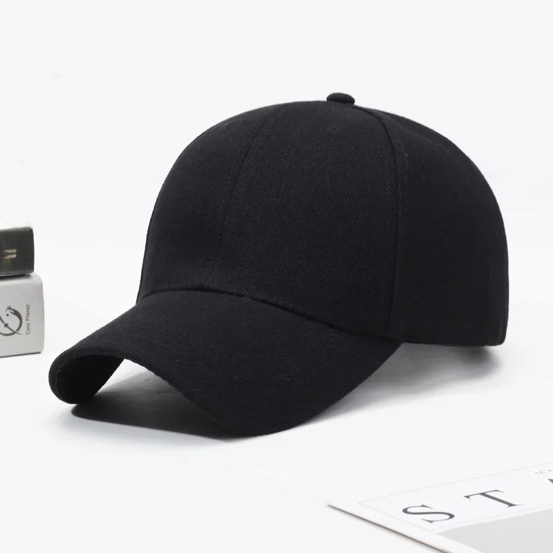 Black Cap Solid Color Baseball Cap Snapback Caps Casquette Hats Fitted Casual Gorras Hip Hop Dad Hats For Men Women Unisex
