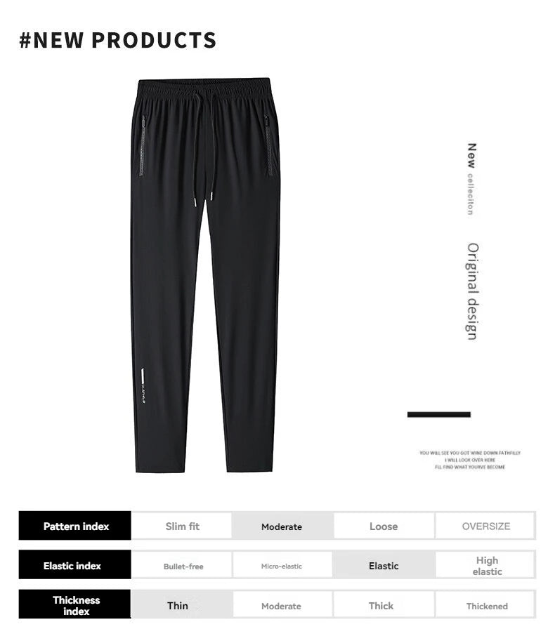 High Quality Ice Silk Pants For Men's Summer Slim Casual New Loose High Elasticity Quick Drying Outdoor Running Casual Pants