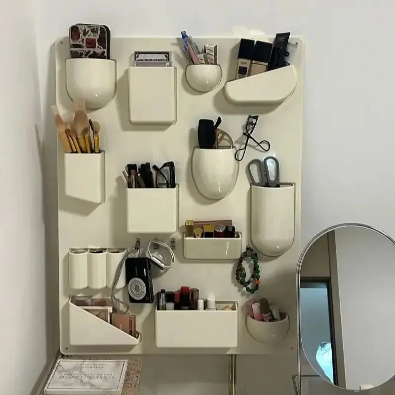 Wall-mounted Storage Rack with Hooks for Office, Kitchen and Workshop Children's Room Organizer with Adjustable Shelves